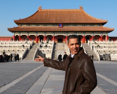 President Barack Obama outside Forbidden City