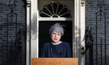 British Prime Minister Theresa May outside 10 Downing Street in London in April 2017, announcing that she will call for a snap general election for 08 June.