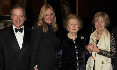 Sasha Swire, second left, with her husband, Hugo, Margaret Thatcher and Lady Miloska Nott at a dinner in Chelsea in 2010.