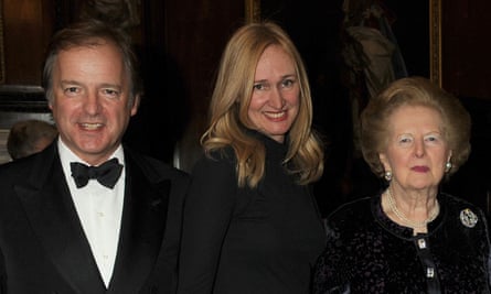 Sasha Swire with her husband Hugo and Margaret Thatcher in 2010.