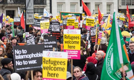 An anti-racism and pro-refugee protest in London in May 2016