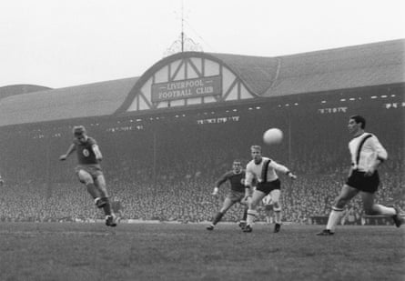 Roger Hunt scores for Liverpool against Inter in the European Cup semi-finals in May 1965