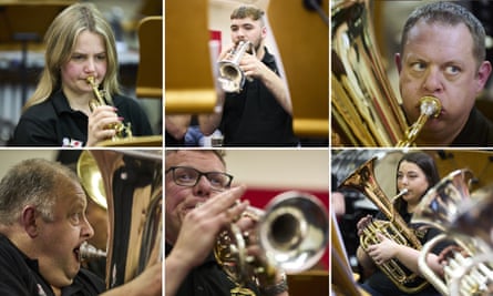The Black Dyke Brass Band practice at their historic band room in Queensbury, West Yorkshire.