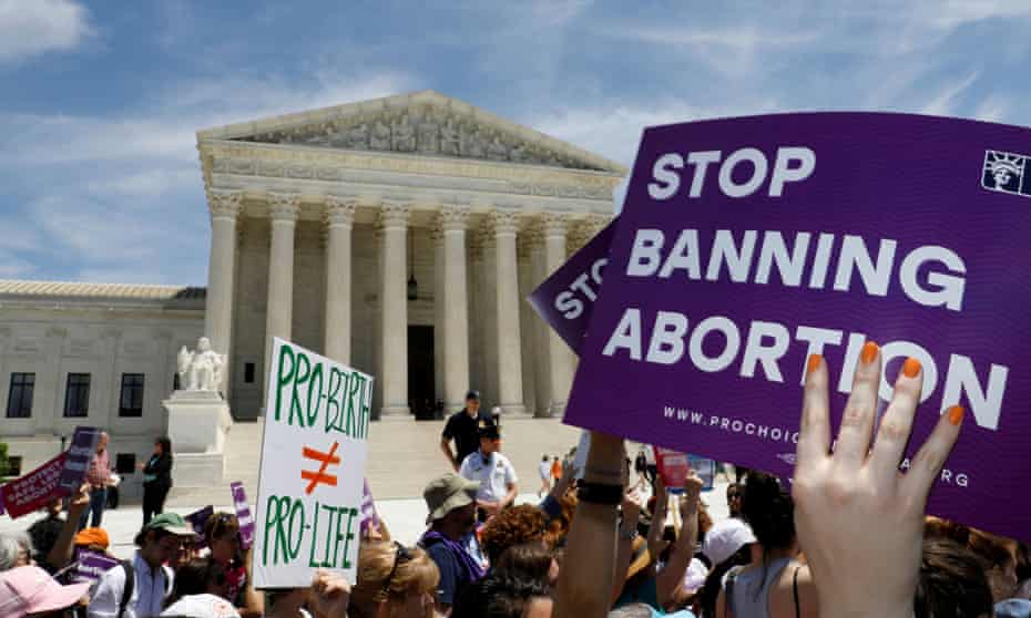 Abortion rights activists rally outside the US supreme court in Washington in 2019.
