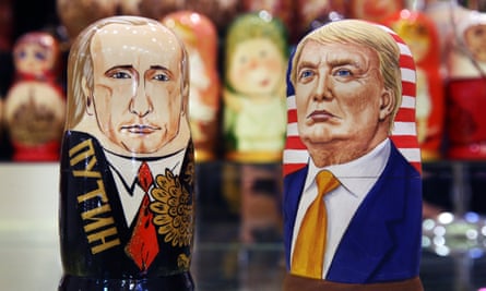 Russian dolls in the likeness of Russia’s President Vladimir Putin and the US president-elect, Donald Trump.