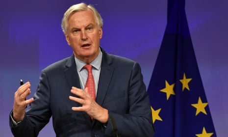Michel Barnier at a Brussels press conference.