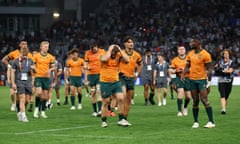 The Wallabies trudge off the pitch at the World Cup