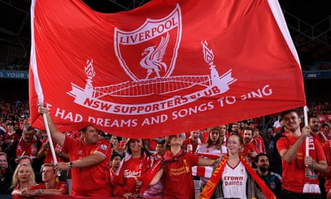 Liverpool fans watch their team take on Sydney at the  ANZ Stadium