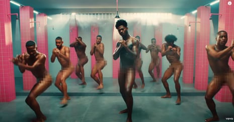 ‘It was crazy and it was freezing’ … Lil Nas X’s tastefully pixelated Industry Baby video.