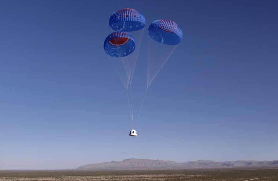 The capsule returns to earth