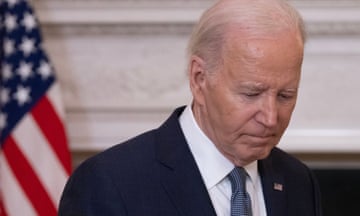 US President Joe Biden looking sombre after announcing the ceasefire proposal last week.