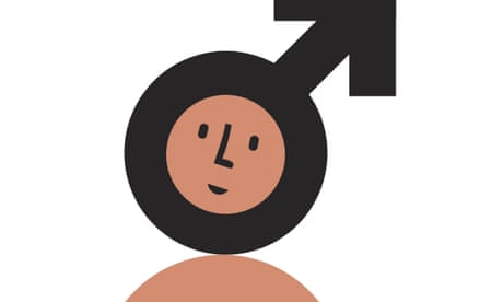 Illustration of man's head, medium skin tone, with circle and arrow round it