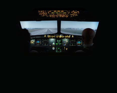 Two pilots sat in the flight deck