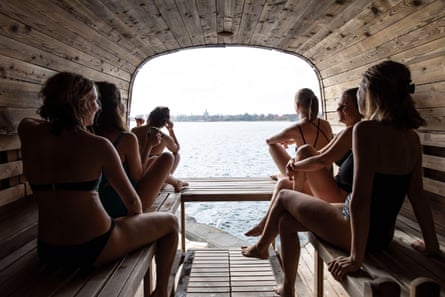 Women in a riverside sauna in Refshaleøen, Copenhagen.