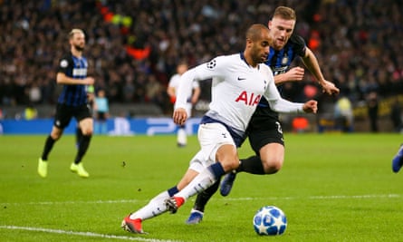 Lucas Moura on the ball, Spurs v Internazionale, Champions League