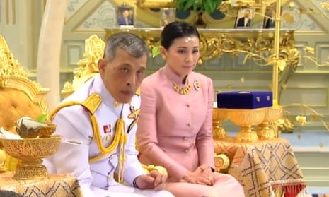 A screengrab from Thai television footage of the ceremony in which King Maha Vajiralongkorn married Suthida Tidjai.
