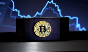 A Bitcoin logo seen displayed on a smartphone.