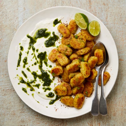 Yotam Ottolenghi’s cumin and lime tater tots with feta yoghurt and coriander.