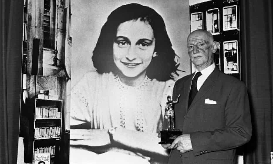 Otto Frank holds the Golden Pan award, given in 1971 after sales of Frank’s diary topped 1m copies