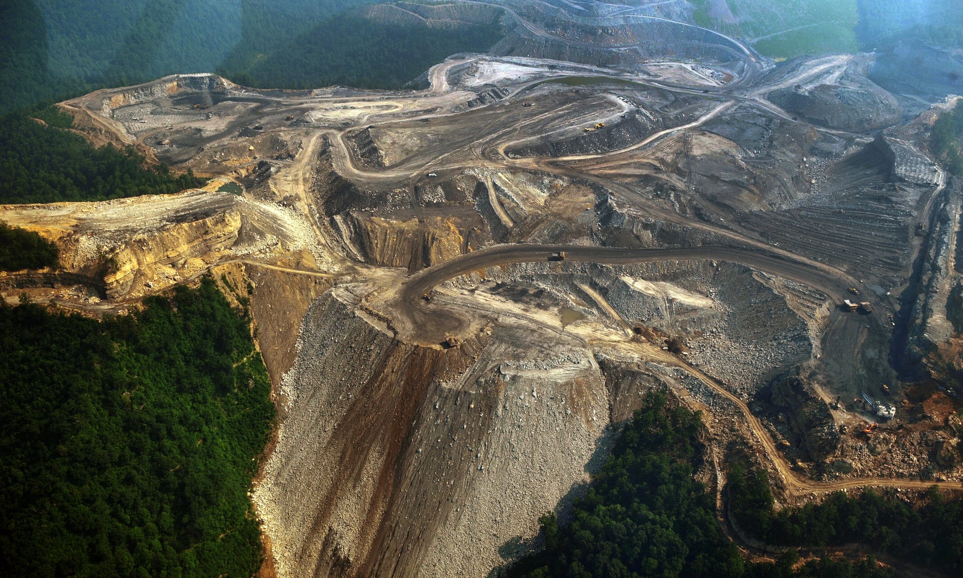 Mountaintop-removal coal mining in West Virginia. 