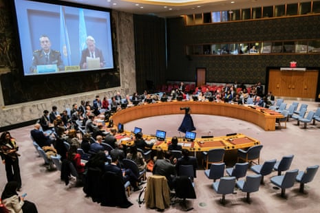 A UN security council meeting on “The situation in the Middle East, including the Palestinian question” at the UN headquarters in New York City.