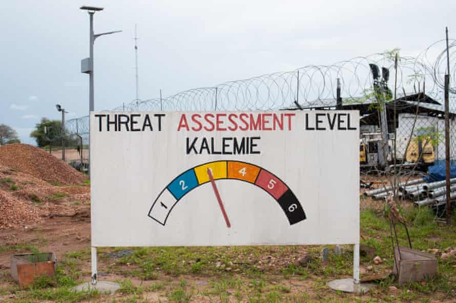 A board at Kalemie airport in Tanganyika province indicates the current threat level