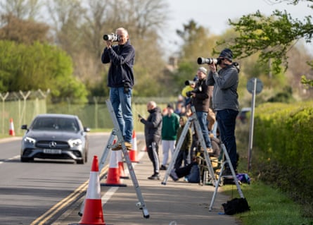 Planespotters at RAF Fairford in Gloucestershire.