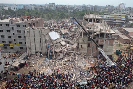 The ruins of the Rana Plaza building in Dhaka, Bangladesh. The building collapsed in 2013 and killed more than 1,100 people.