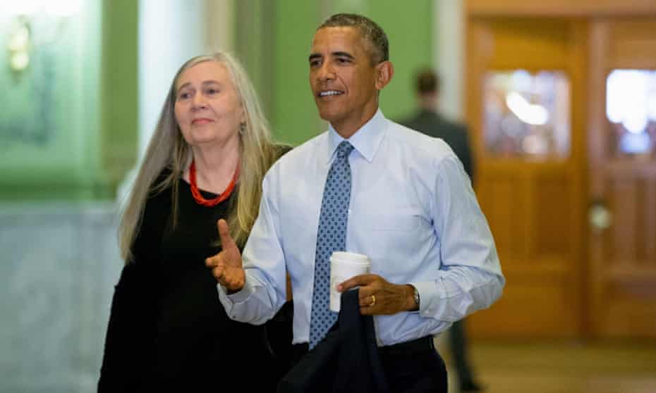 Barack Obama with Marilynne Robinson, who recently interviewed him for the New York Review of Books. 