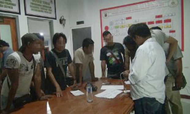 The men who were on a boat turned back from Christmas Island and who later washed up in West Timor at East Nusa Tenggara police headquarters on Thursday.