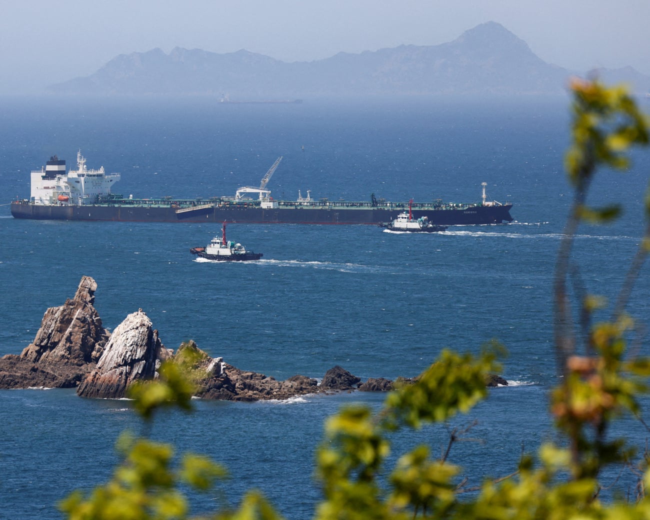 A crude oil tanker.