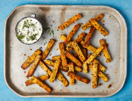 Yotam Ottolenghi’s baked polenta and smoked haddock chips.