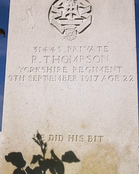 The grave of P. Thompson: ‘He did his bit’.