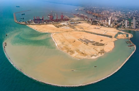 Port City is being constructed on land reclaimed from the Indian Ocean. The new city will nearly double the current size of Colombo.
