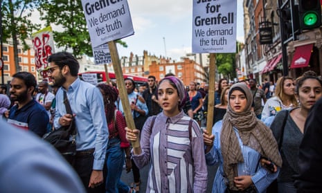 Grenfell Tower protest on 16 June 2017.