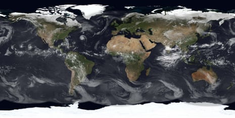 Composite image of an active Pacific and Atlantic storm season
