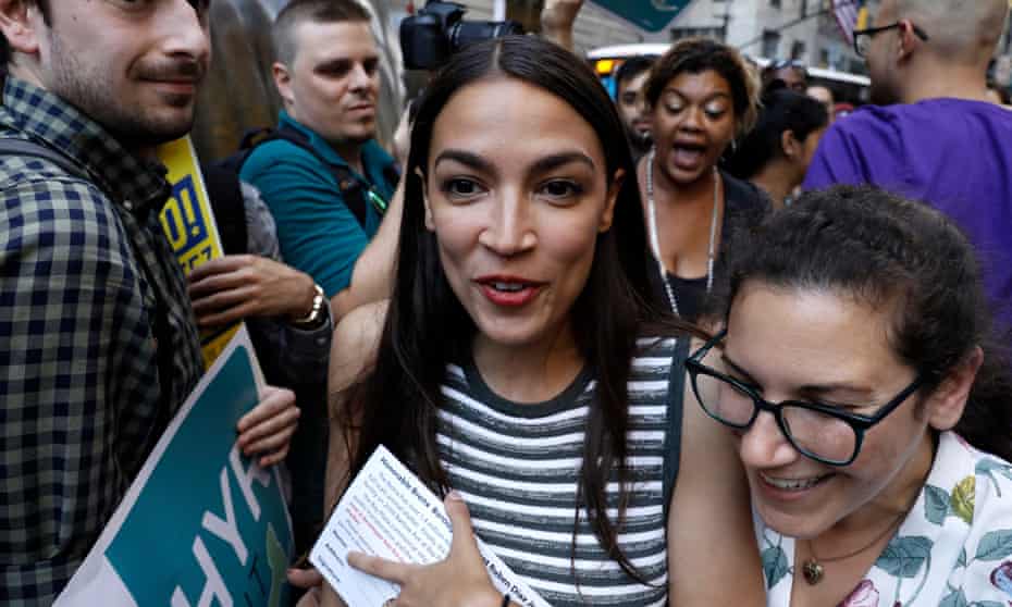 Alexandria Ocasio-Cortez, seen here in New York, is now campaigning in Kansas and other Republican states.