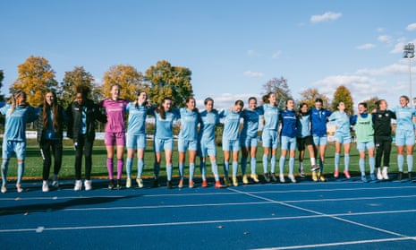 Viktoria Berlin celebrate a 3-1 win against RB Leipzig II in October