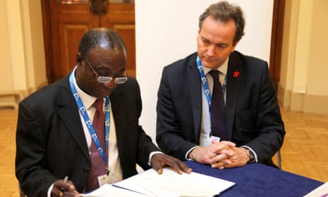 Ghana’s minister of power Kwabena Donkor and UK international development minister Nick Hurd