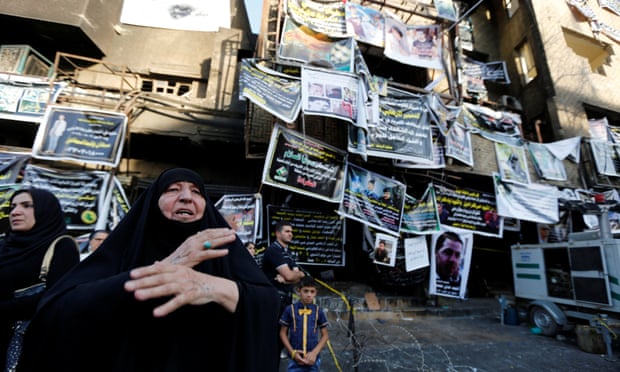 A makeshift shrine for victims of the Karada bomb attack on 3 July in which 292 people died.