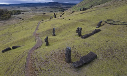The Moai statues of Easter Island.