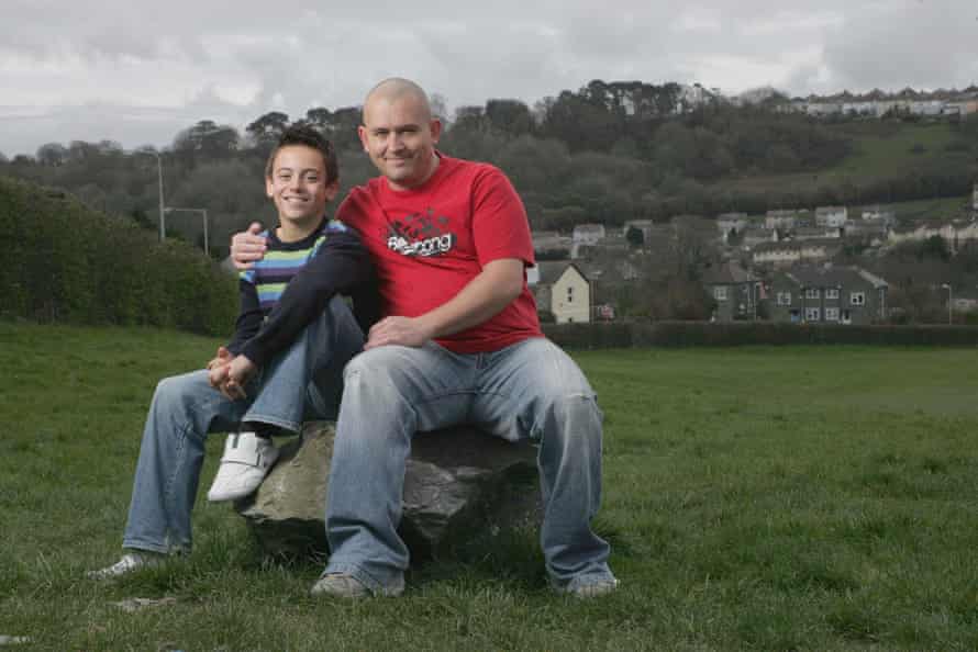 Tom Daley in Plymouth, his home town, with his father, Robert, in 2008