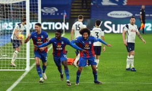 Crystal Palace’s Jeffrey Schlupp leads the celebrations after scoring the equaliser at Selhurst Park.