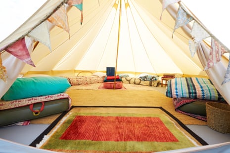 Interior view of a teepee-style tent
