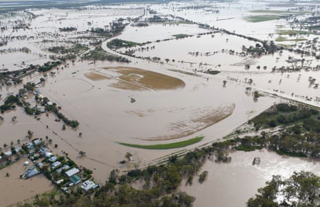 Flooding over the Moree racecourse on Sunday.