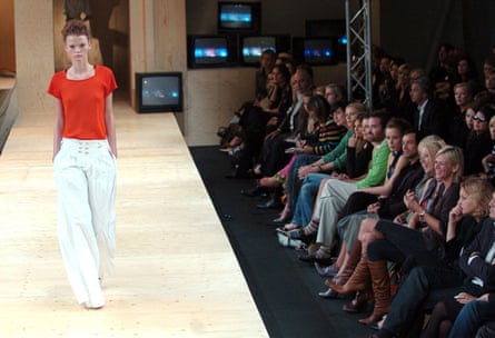 Celebrities watch the Topshop Unique spring/summer 2006 at London fashion week in September 2005.