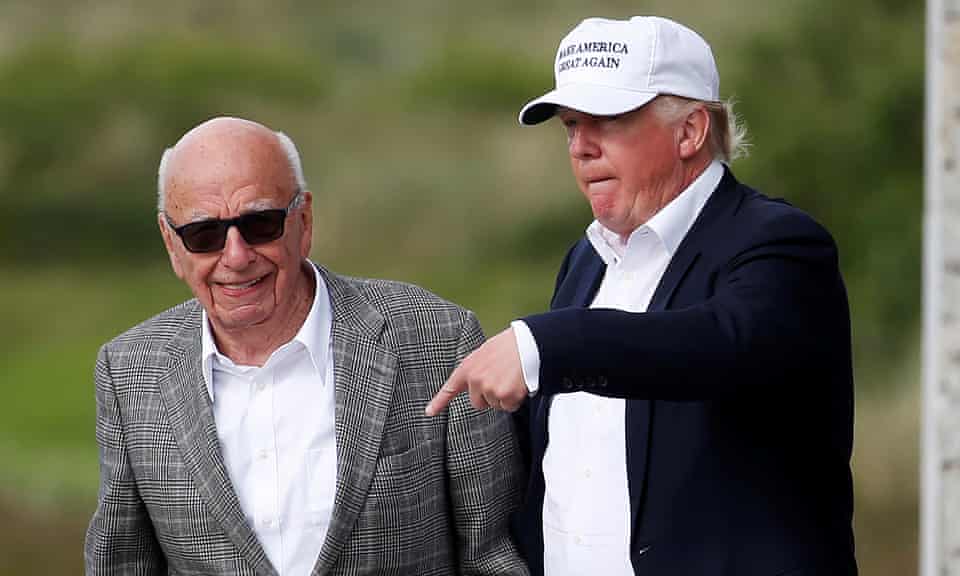 Rupert Murdoch and Donald Trump at Trump international golf links in Aberdeen, Scotland.
