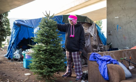 Brandie Osborne, 44, near what was formerly ‘the Jungle,’ a large, unsanctioned camp in Seattle which was cleared last year.