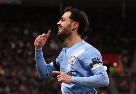 Manchester City’s Bernardo Silva celebrates scoring a goal that was later disallowed against Sunderland