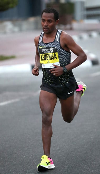 Kenenisa Bekele in action during the Dubai Marathon.